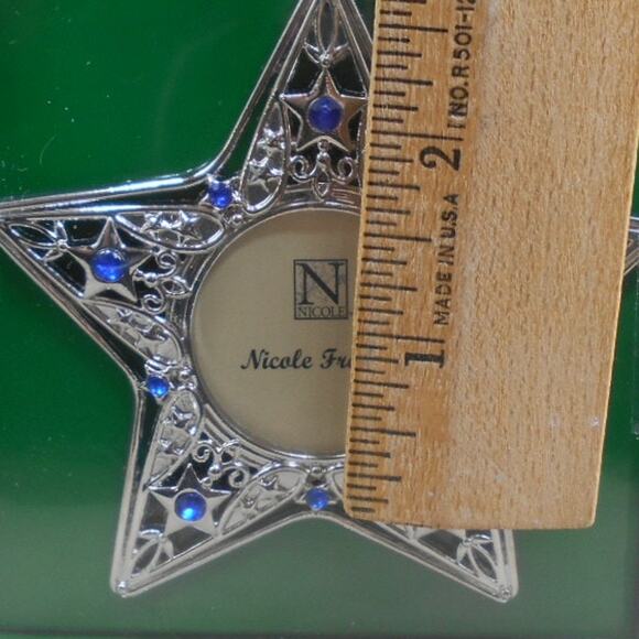 Silver Star Picture Frame Christmas Ornament NOB Nicole Frames - Picture 3 of 4